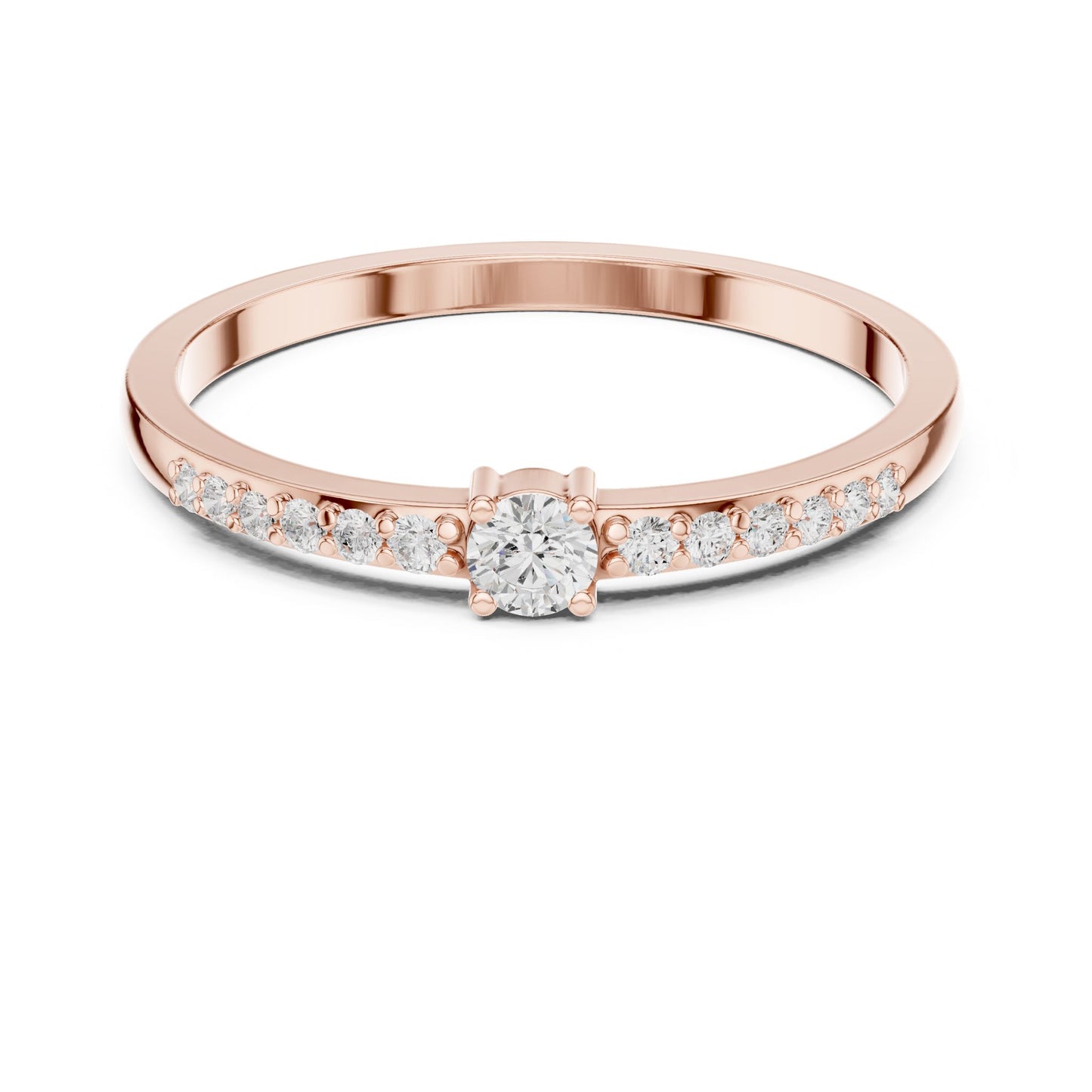 Round Lab Grown Diamond Side-Stone Engagement Ring