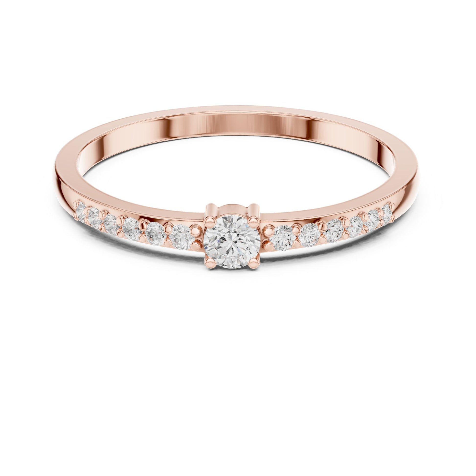 Round Lab Grown Diamond Side-Stone Engagement Ring