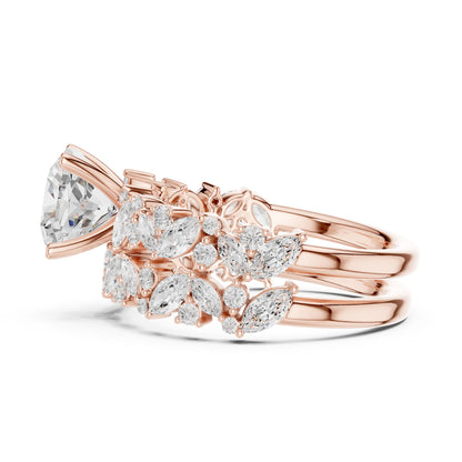 Round Lab Grown Diamond Side-Stone Engagement Ring