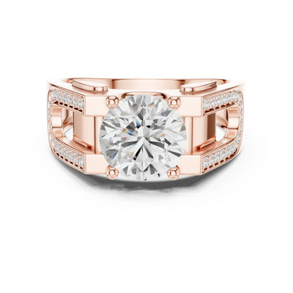Men's Round Lab Grown Diamond Side-Stone Ring