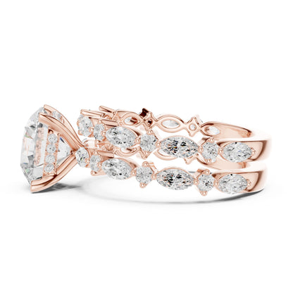 Round Lab Grown Diamond Side-Stone Engagement Ring