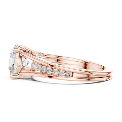 Round Lab Grown Diamond Side-Stone Engagement Ring