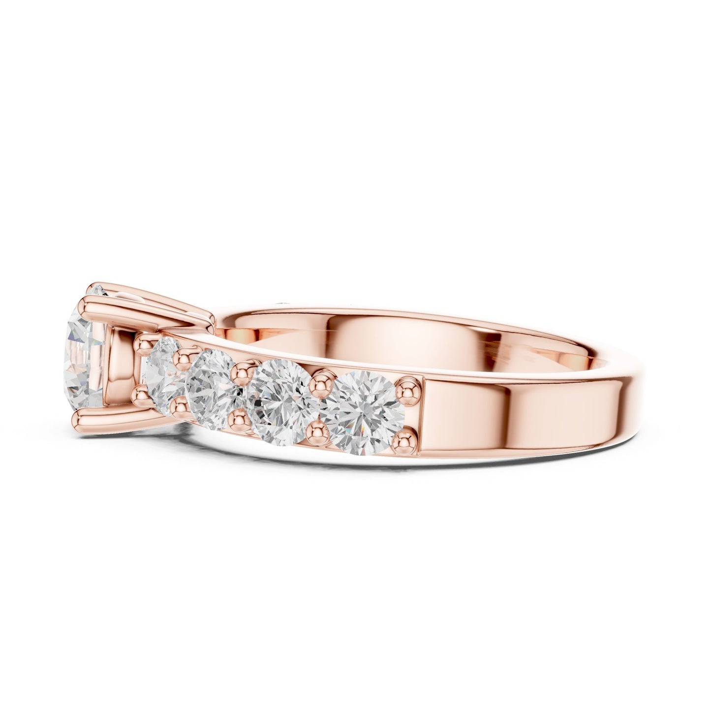 Round Lab Grown Diamond Side-Stone Engagement Ring