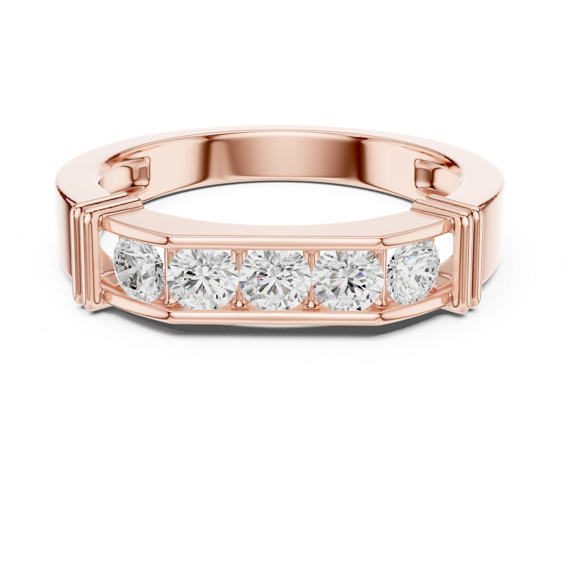 Men's Round Lab Grown Diamond Side-Stone Ring