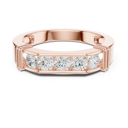 Men's Round Lab Grown Diamond Side-Stone Ring