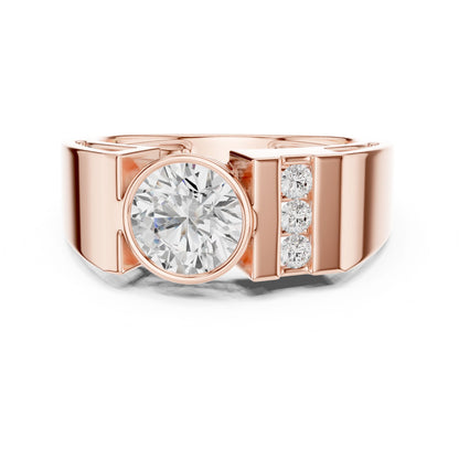 Men's Round Lab Grown Diamond Side-Stone Ring