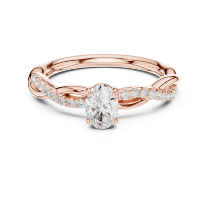 Round Lab Grown Diamond Side-Stone Engagement Ring