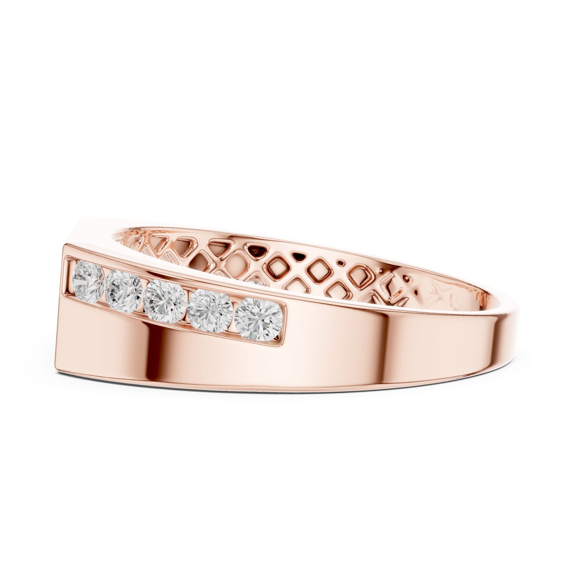 Men's Round Lab Grown Diamond Side-Stone Ring