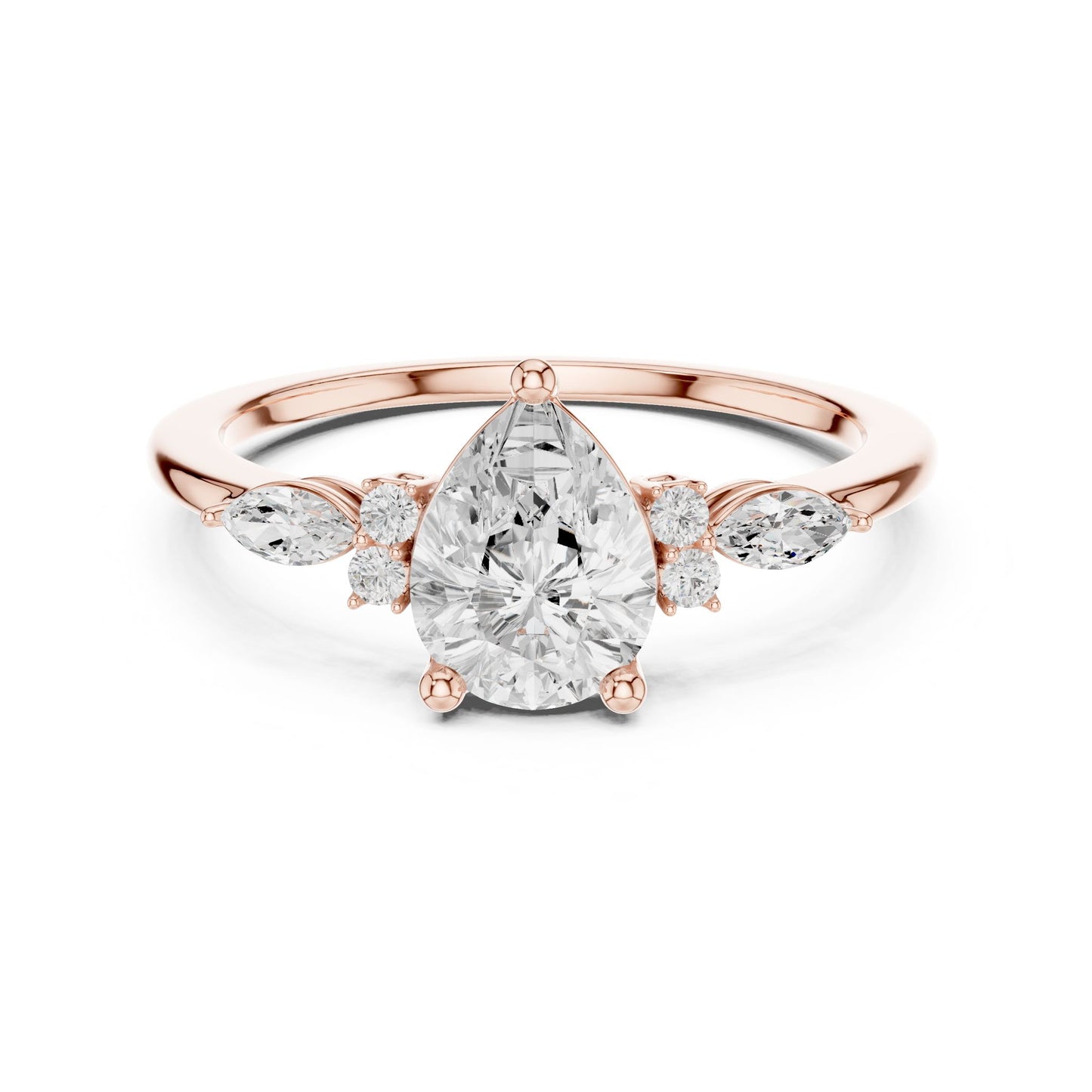 Women's Round Lab Grown Diamond Side-Stone Ring