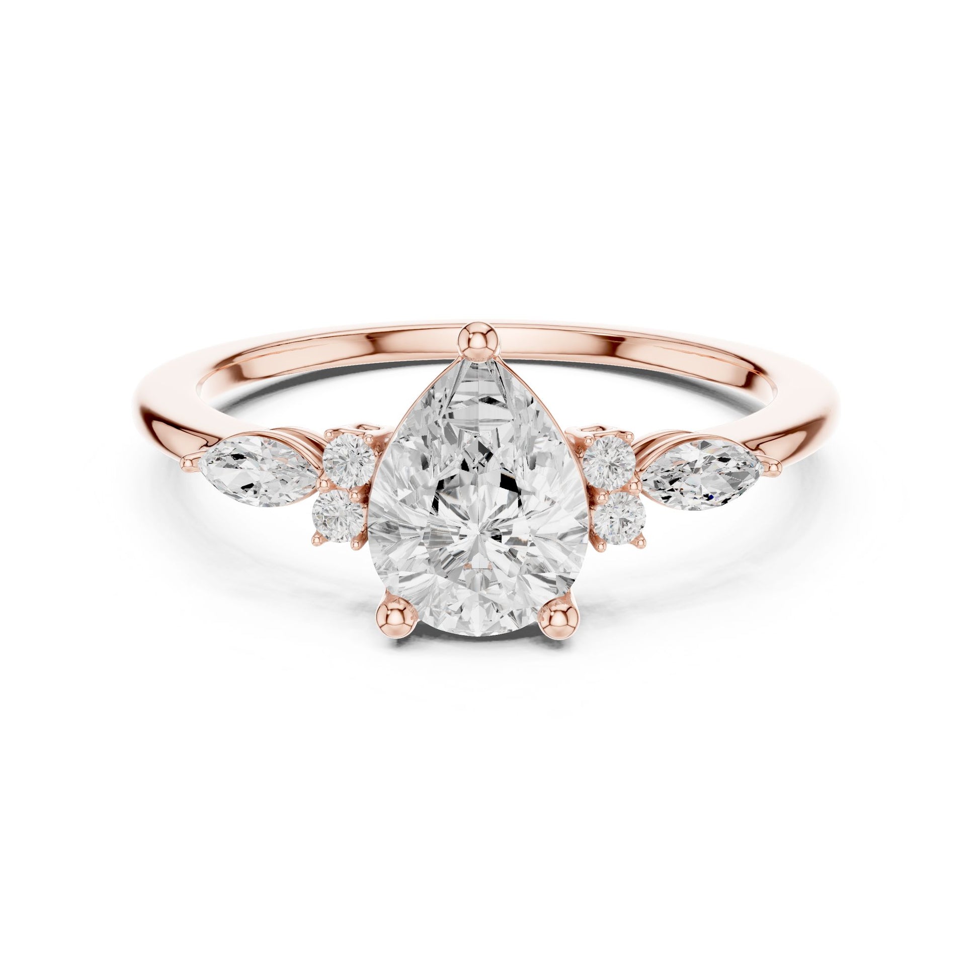 Women's Round Lab Grown Diamond Side-Stone Ring