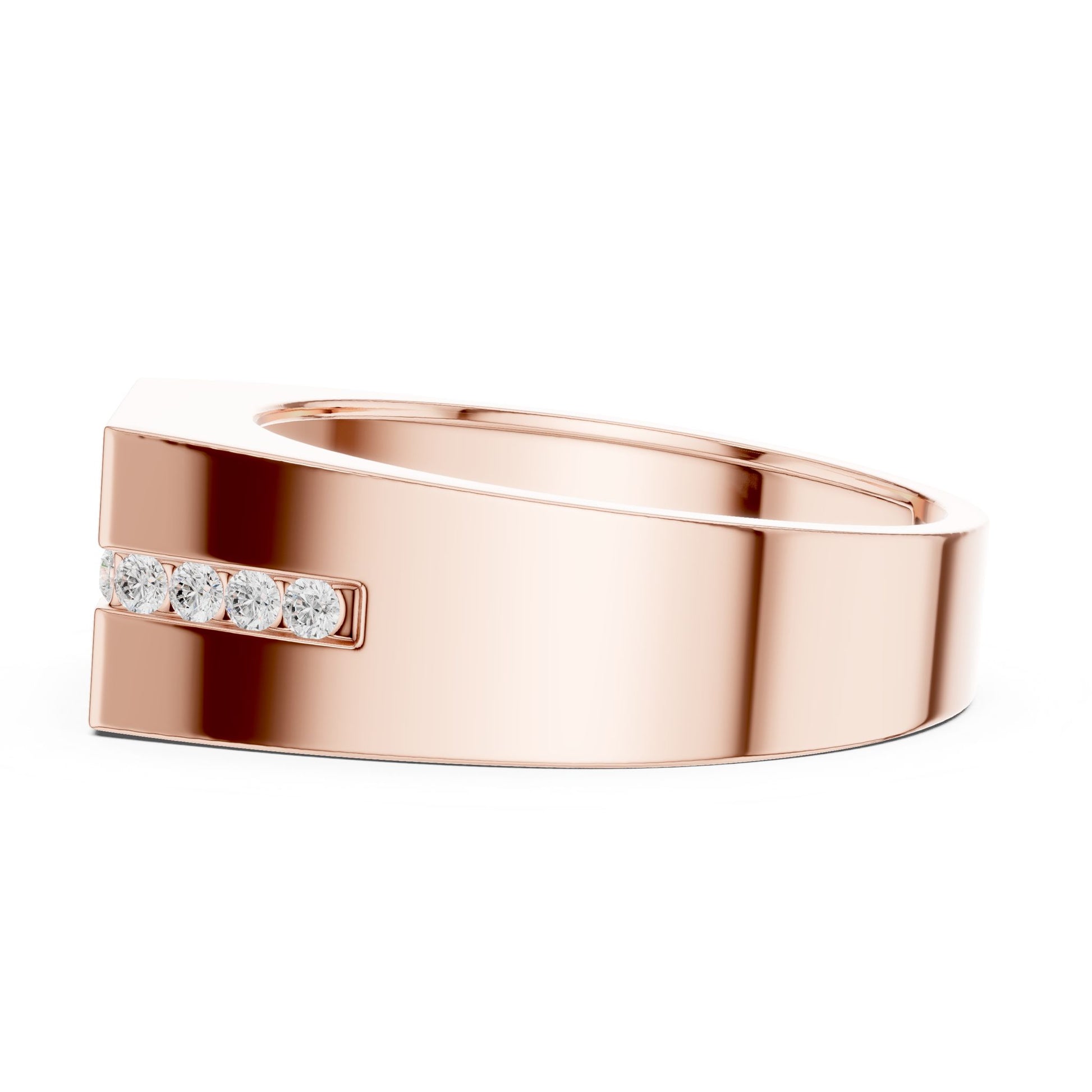 Men's Round Lab Grown Diamond Side-Stone Ring