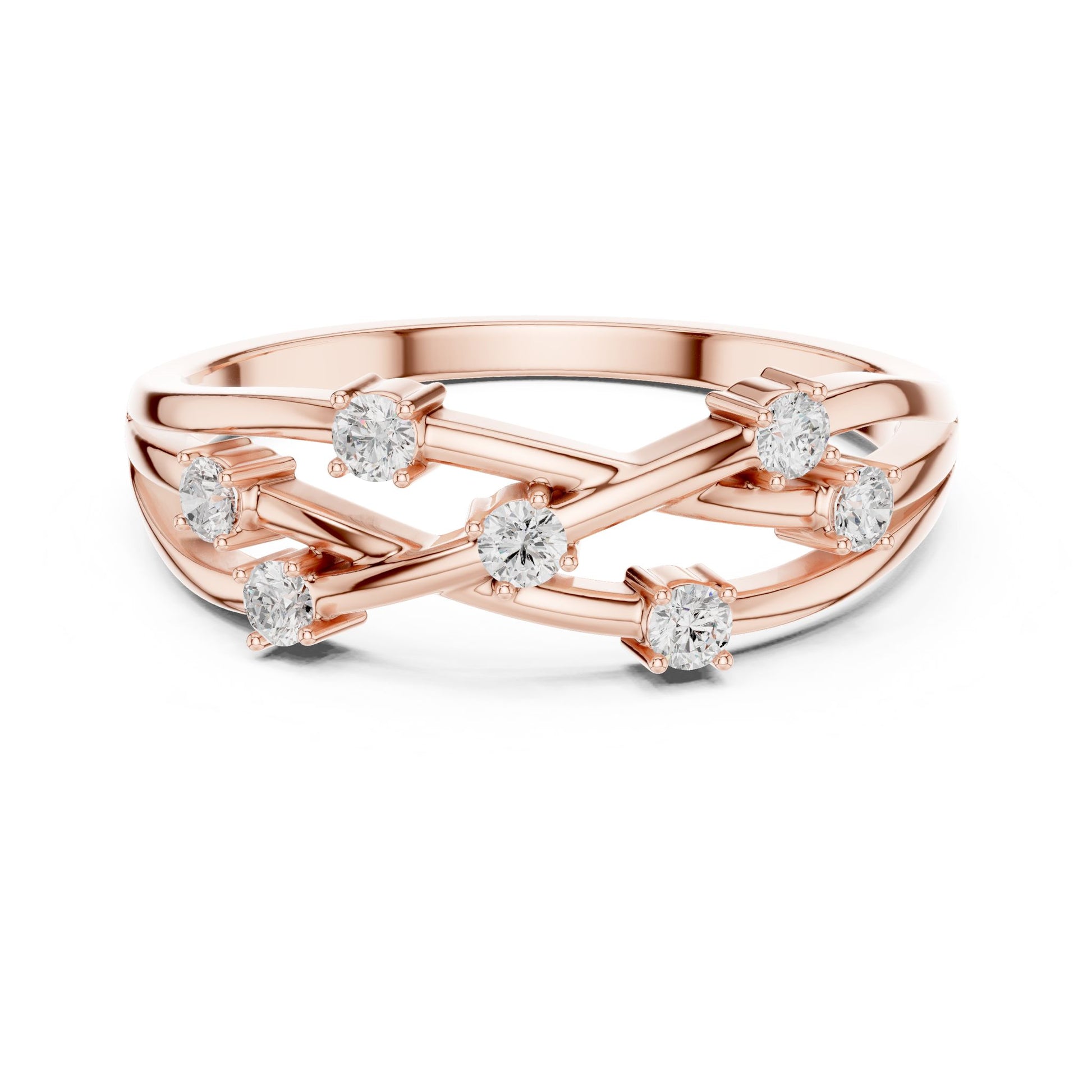 Women's Round Lab Grown Diamond Side-Stone Ring