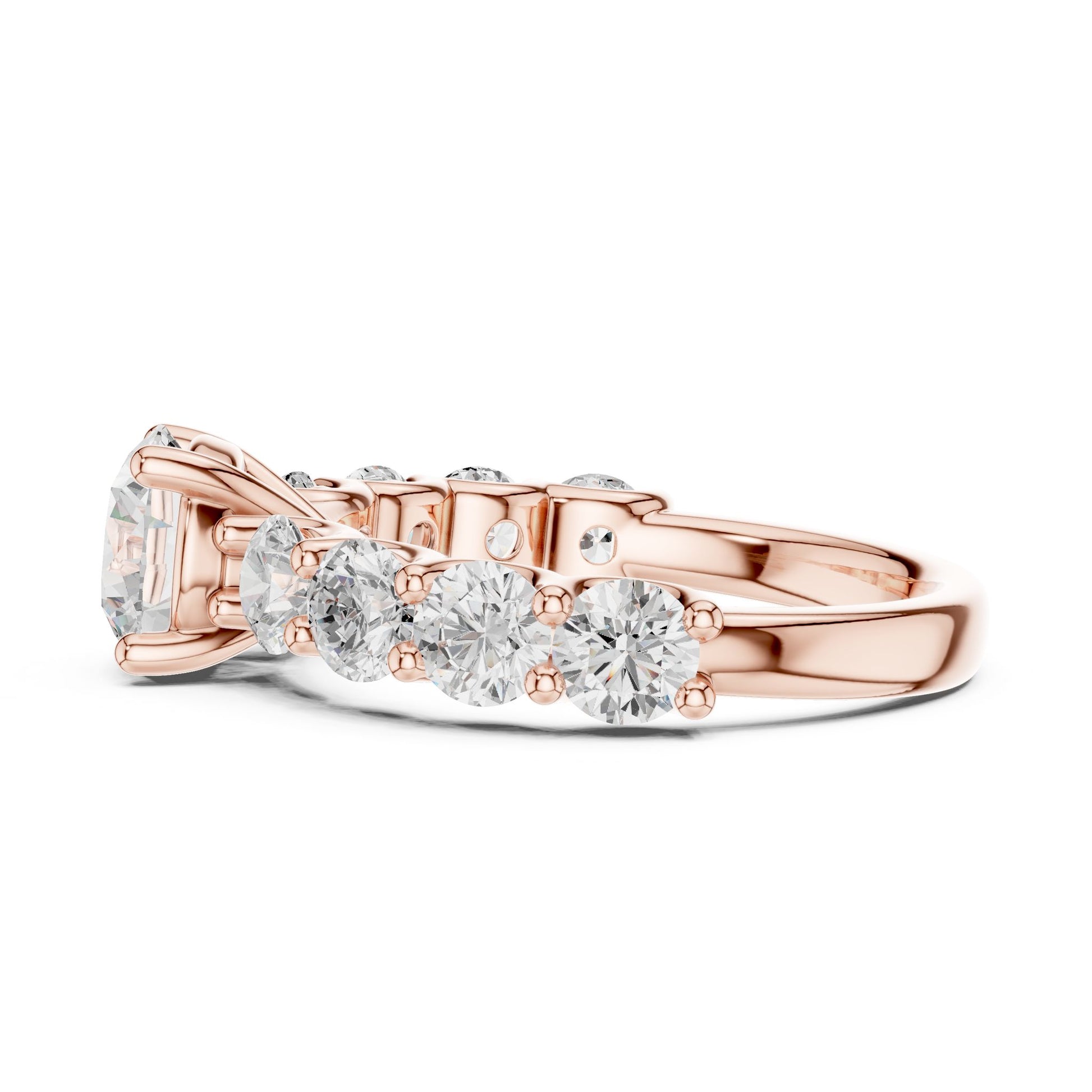 Round Lab Grown Diamond Side-Stone Engagement Ring