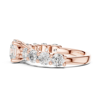 Round Lab Grown Diamond Side-Stone Engagement Ring