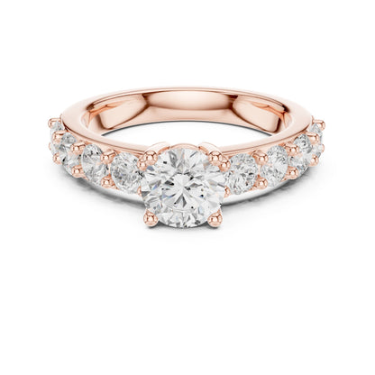 Round Lab Grown Diamond Side-Stone Engagement Ring