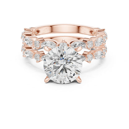 Round Lab Grown Diamond Side-Stone Engagement Ring