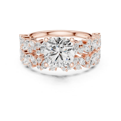 Round Lab Grown Diamond Side-Stone Engagement Ring