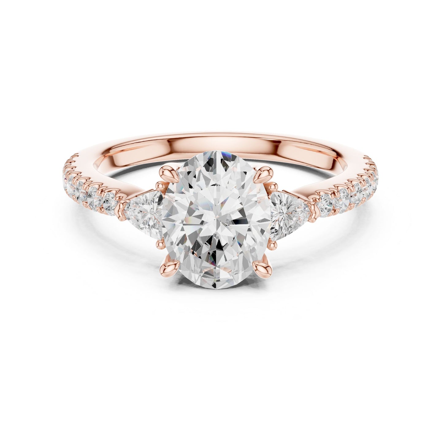 Round Lab Grown Diamond Side-Stone Engagement Ring