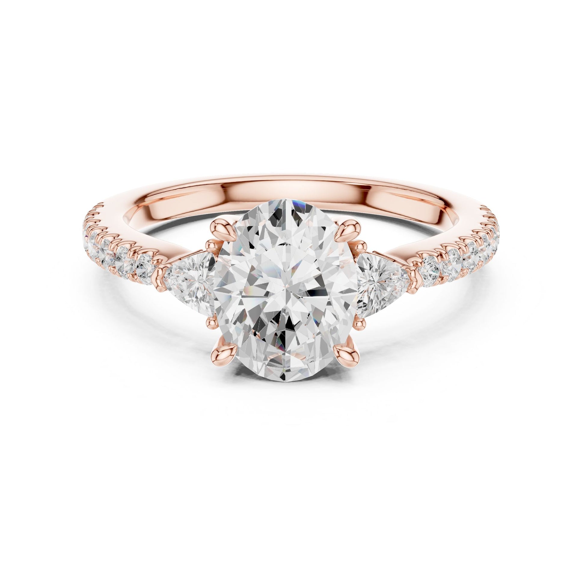 Round Lab Grown Diamond Side-Stone Engagement Ring