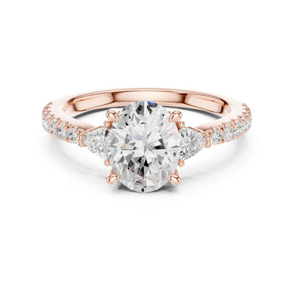 Round Lab Grown Diamond Side-Stone Engagement Ring