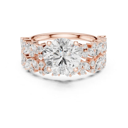 Round Lab Grown Diamond Side-Stone Engagement Ring