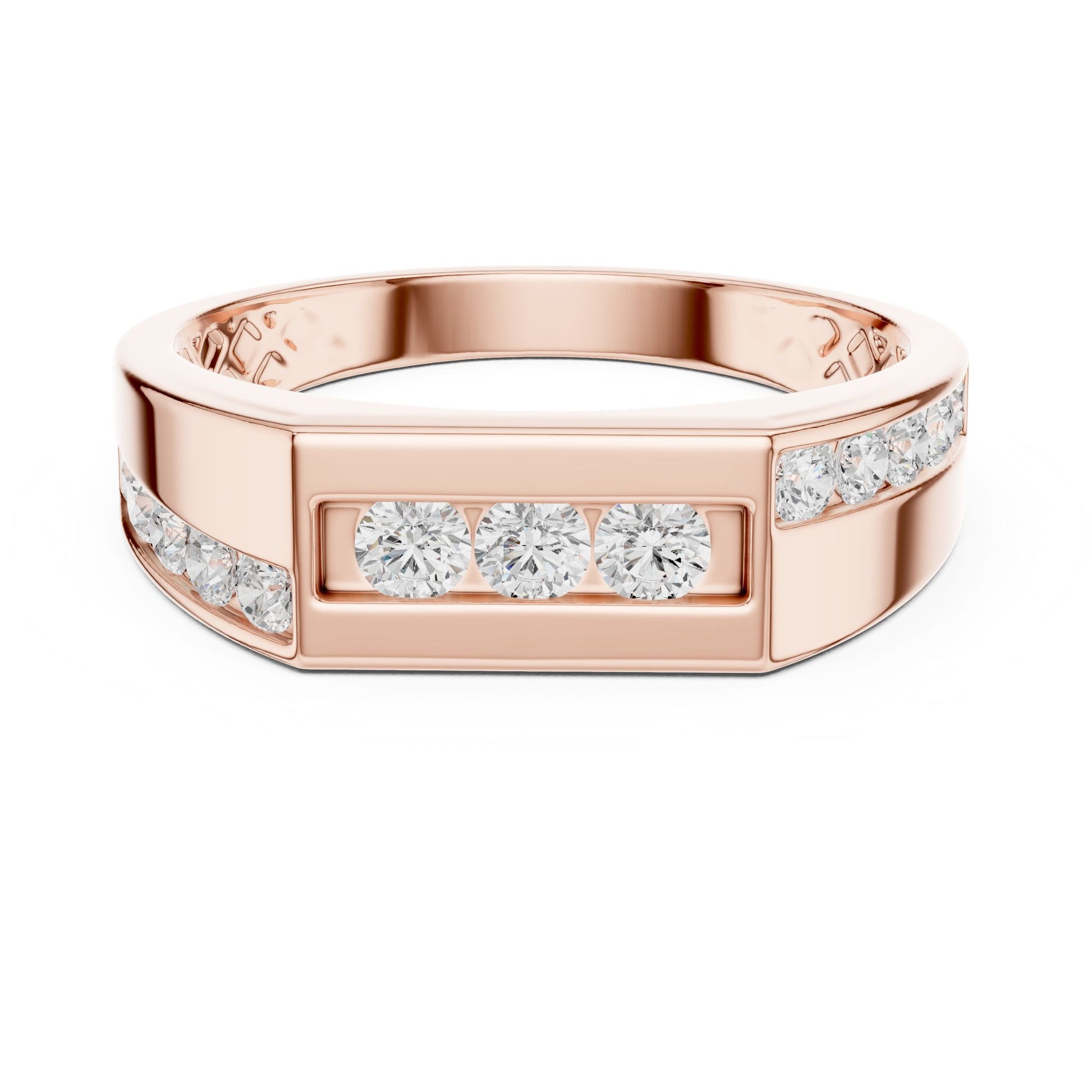 Men's Round Lab Grown Diamond Side-Stone Ring