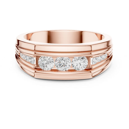 Men's Round Lab Grown Diamond Side-Stone Ring