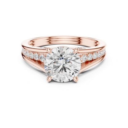 Round Lab Grown Diamond Side-Stone Engagement Ring