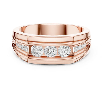 Men's Round Lab Grown Diamond Side-Stone Ring