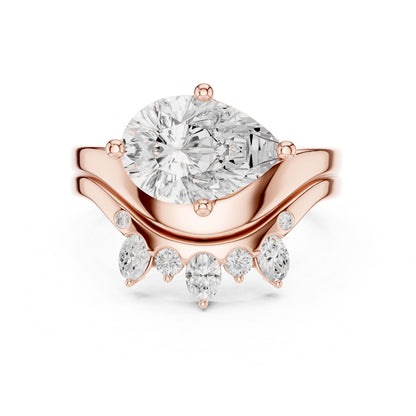 Round Lab Grown Diamond Side-Stone Engagement Ring