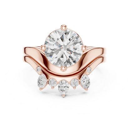 Round Lab Grown Diamond Side-Stone Engagement Ring