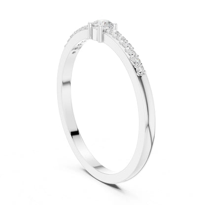 Round Lab Grown Diamond Side-Stone Engagement Ring