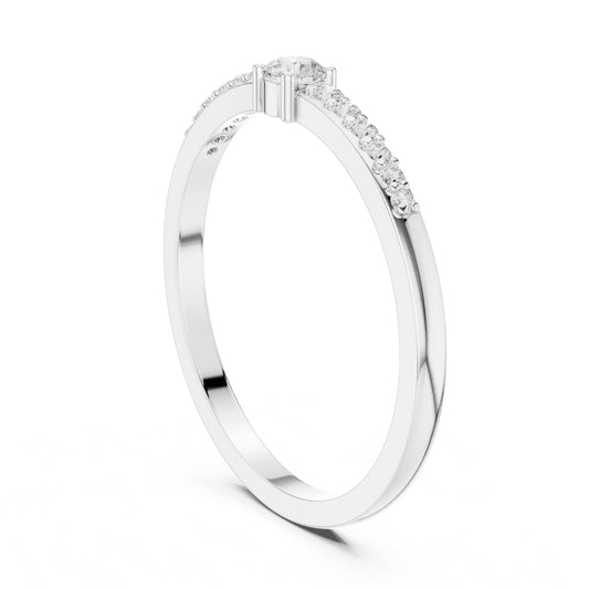 Round Lab Grown Diamond Side-Stone Engagement Ring