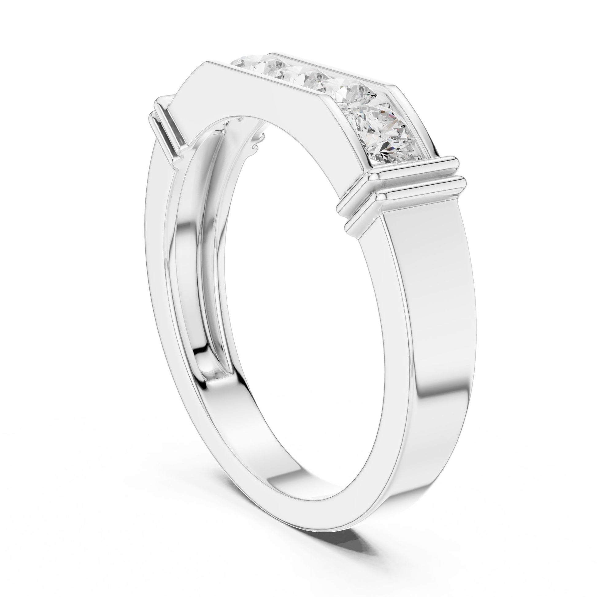 Men's Round Lab Grown Diamond Side-Stone Ring