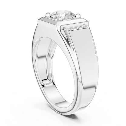 Men's Round Lab Grown Diamond Side-Stone Ring