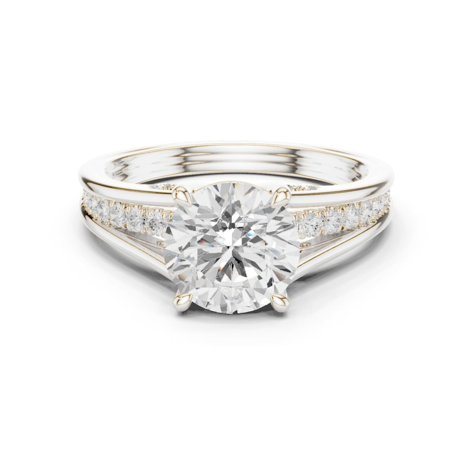 Round Lab Grown Diamond Side-Stone Engagement Ring