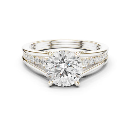 Round Lab Grown Diamond Side-Stone Engagement Ring