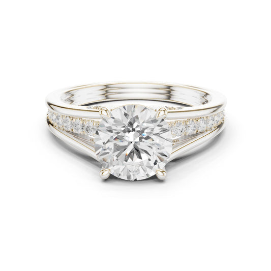 Round Lab Grown Diamond Side-Stone Engagement Ring