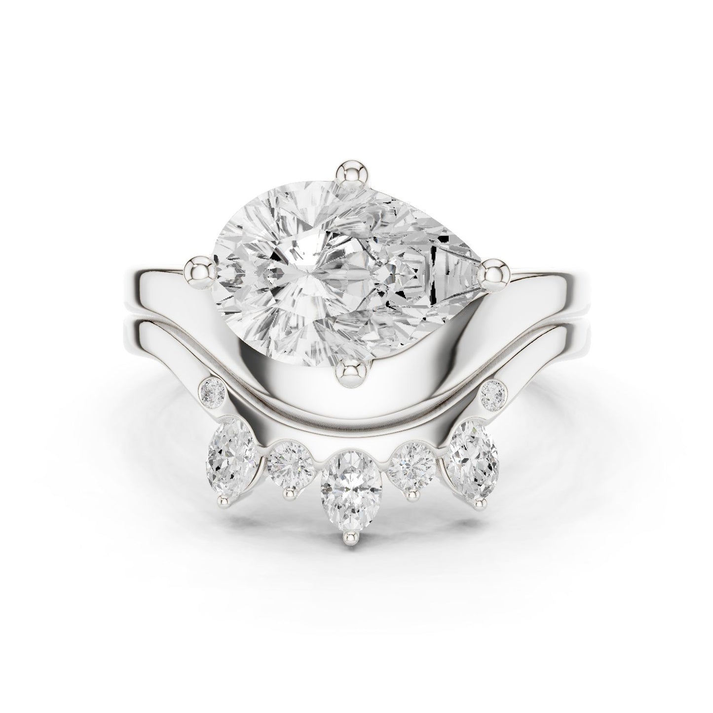Round Lab Grown Diamond Side-Stone Engagement Ring