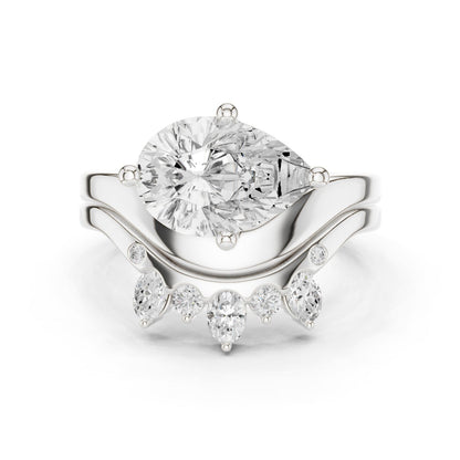 Round Lab Grown Diamond Side-Stone Engagement Ring