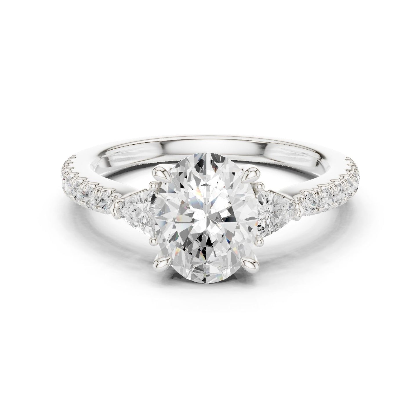 Round Lab Grown Diamond Side-Stone Engagement Ring