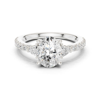 Round Lab Grown Diamond Side-Stone Engagement Ring