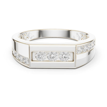 Men's Round Lab Grown Diamond Side-Stone Ring