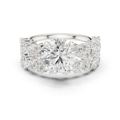 Round Lab Grown Diamond Side-Stone Engagement Ring