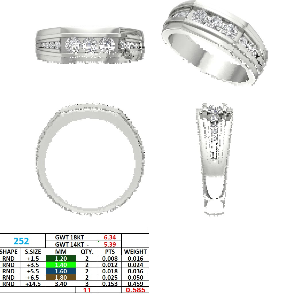 Men's Round Lab Grown Diamond Side-Stone Ring