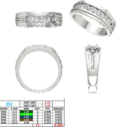 Men's Round Lab Grown Diamond Side-Stone Ring