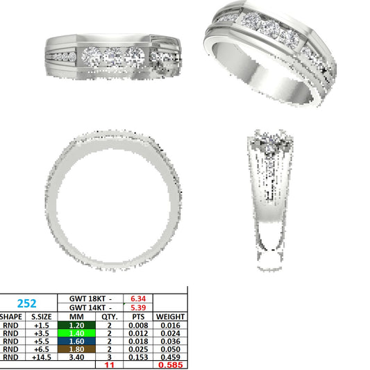 Men's Round Lab Grown Diamond Side-Stone Ring