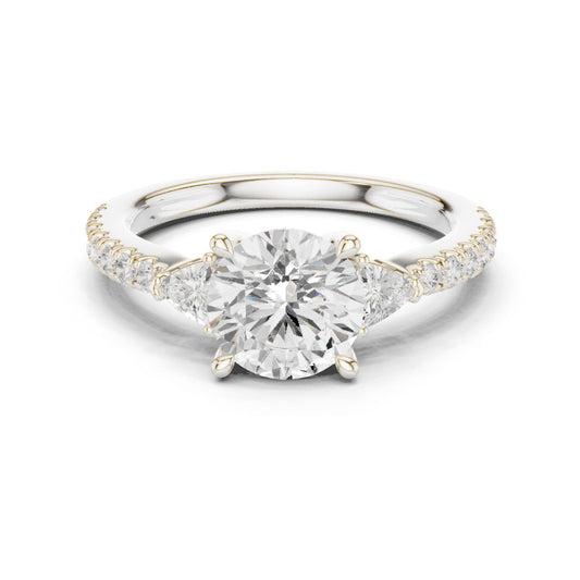 Round Lab Grown Diamond Side-Stone Engagement Ring