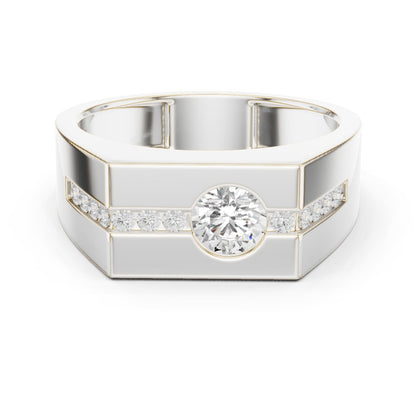 Men's Round Lab Grown Diamond Side-Stone Ring