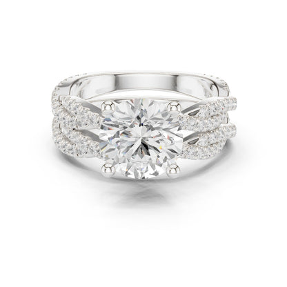 Round Lab Grown Diamond Side-Stone Engagement Ring